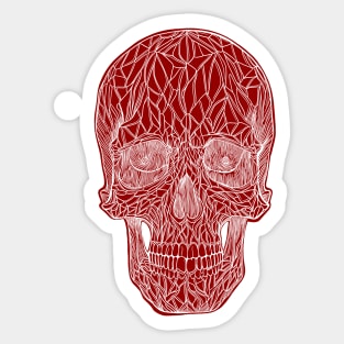 Red skull with white lines Sticker